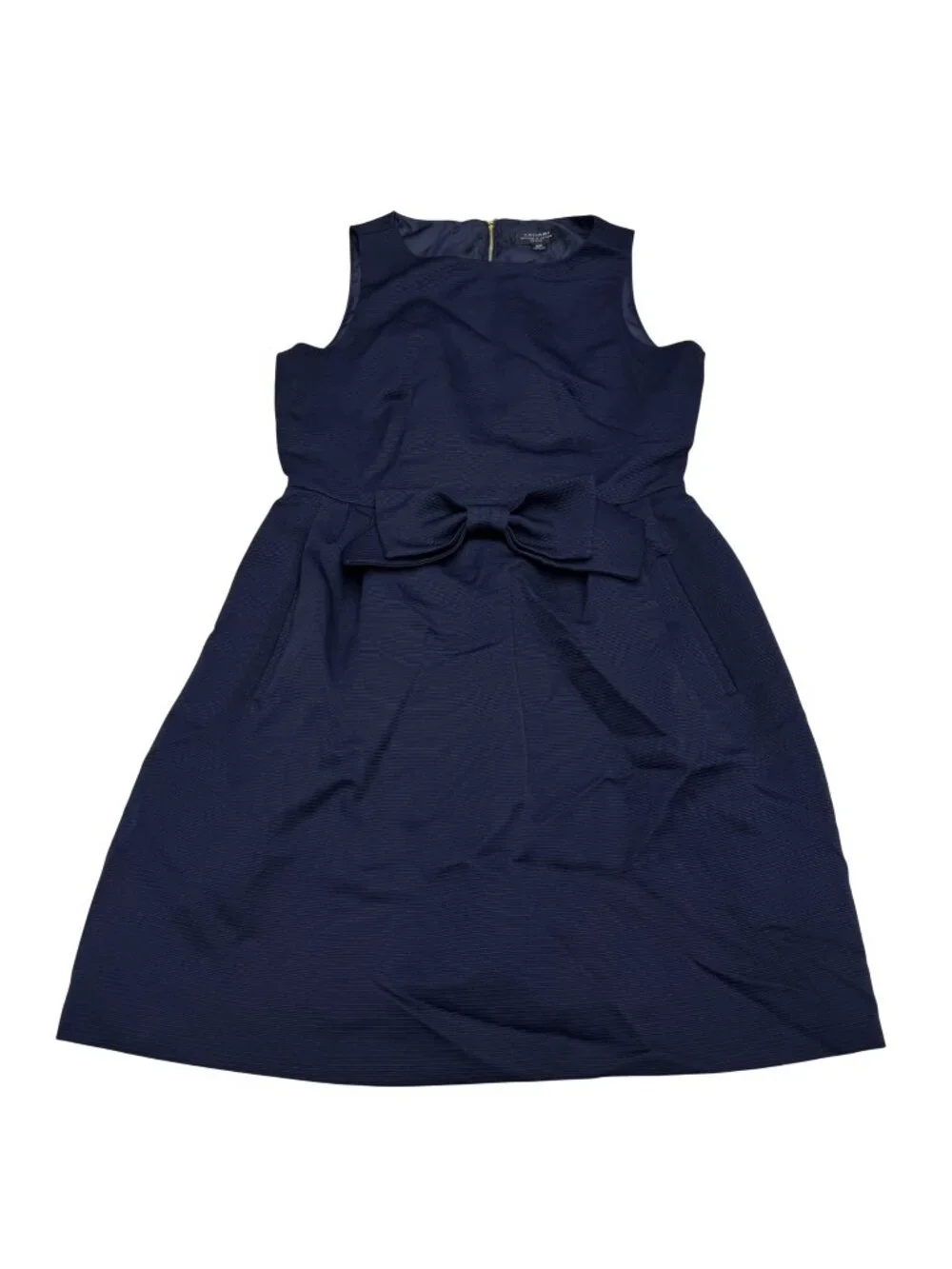 Tahari Petite Women's Navy Blue Sleeveless Dress Bow Detail, Size 10P - Picture 1 of 9